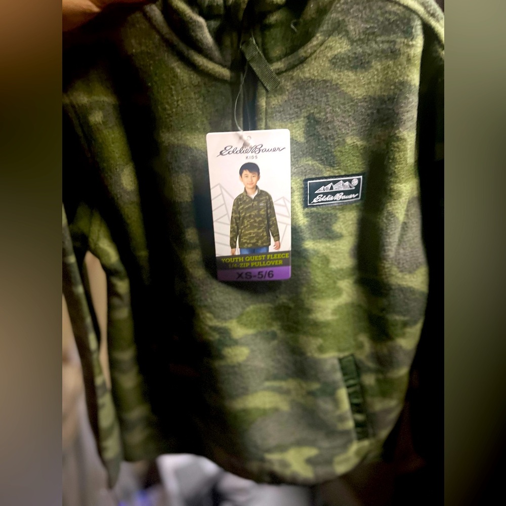 Eddie Bauer 1/4 zip kids camo pull over